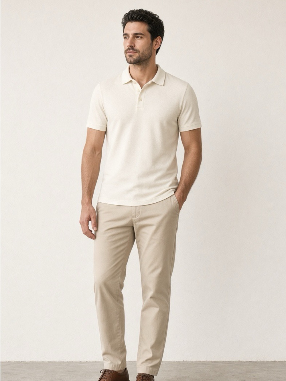 Perry Ellis Men's Ivory Polo Shirt